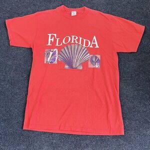 Vintage Florida Shells Shirt Mens Large Red Sherry's Best Graphic Tee USA Beach